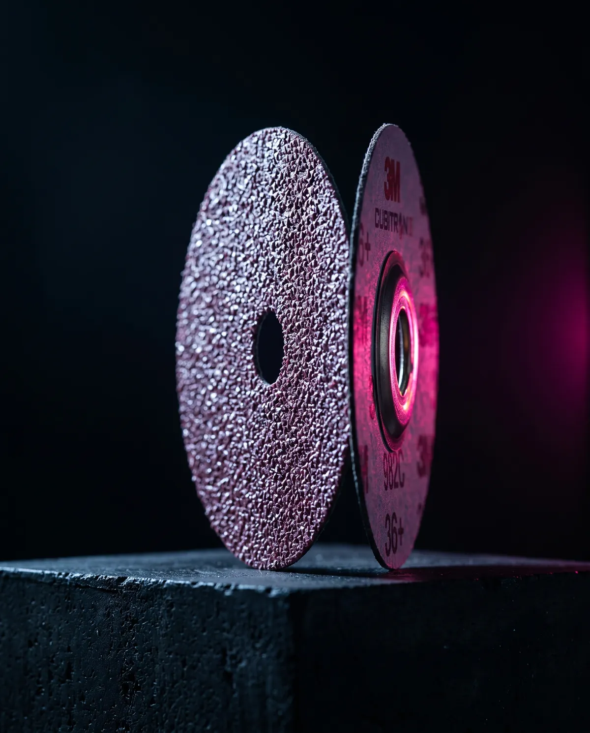 Two discs. On edge. Barely.